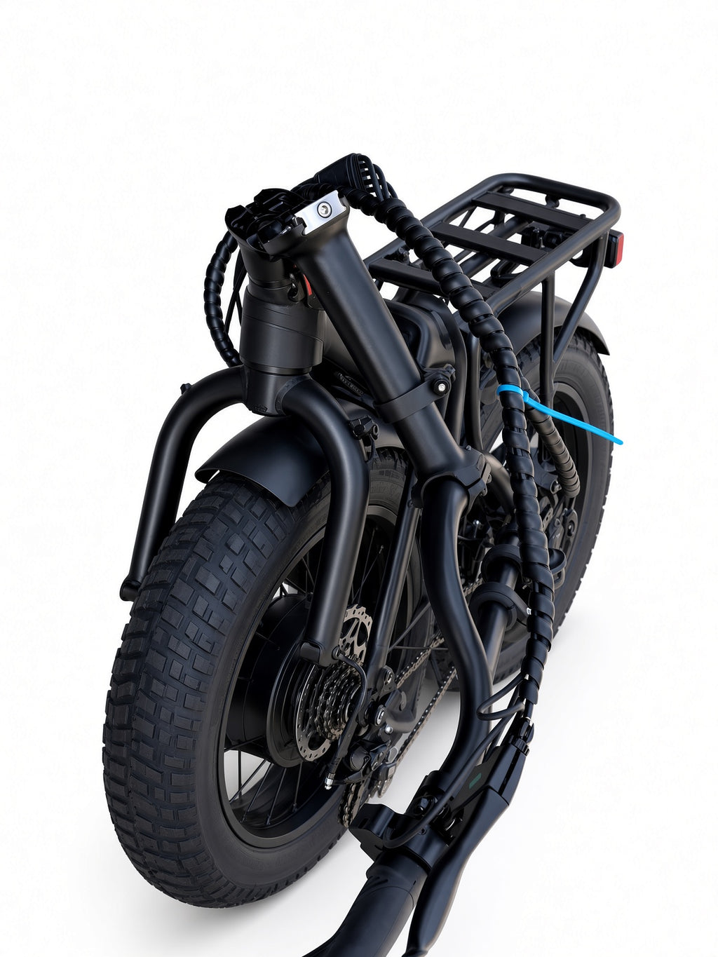 Folding fat tire electric bike, folded detail