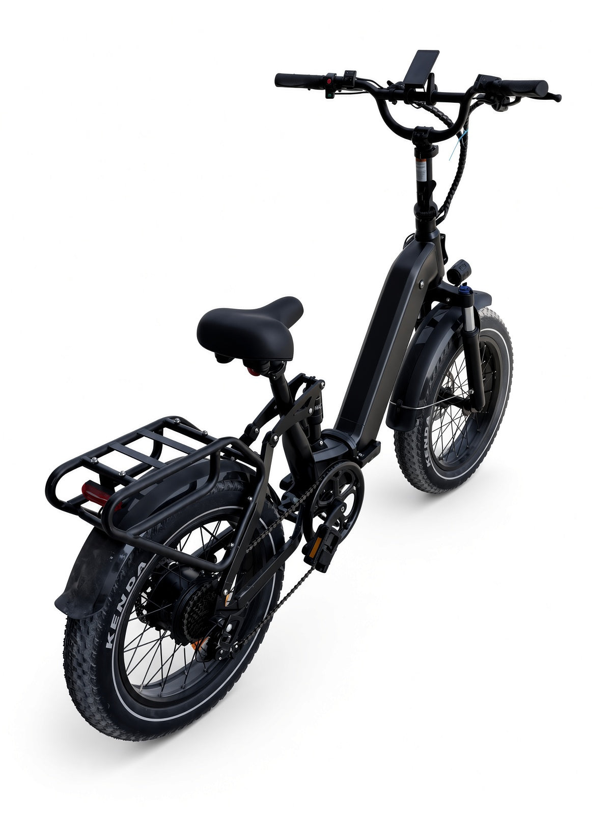 Folding fat tire electric bike, front angle